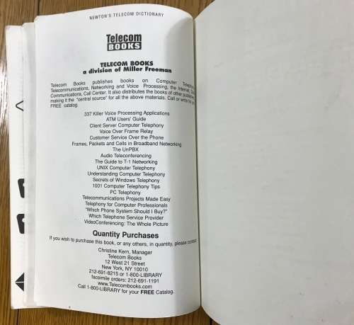 NEWTON`s TELECOM DICTIONARY Author HARRY NEWTON Updated 15th Expanded Edition 1999