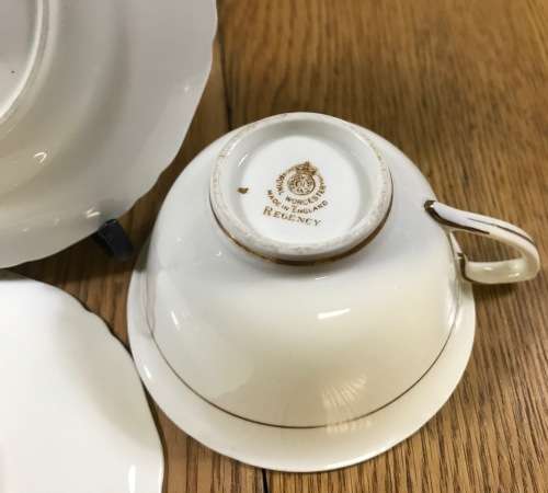 ROYAL WORCESTER ENGLAND 6 x TEA TRIO`s - Cups, Cake Plates and Saucers REGENCY PATTERN 1950 SCARCE!