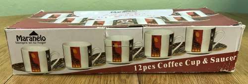 MARANELO 6 x DEMITASSE EXPRESSO COFFEE Cups and Saucers  WILD ANIMALS ZEBRA CROC GIRAFFE BOXED