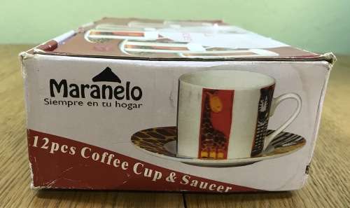 MARANELO 6 x DEMITASSE EXPRESSO COFFEE Cups and Saucers  WILD ANIMALS ZEBRA CROC GIRAFFE BOXED