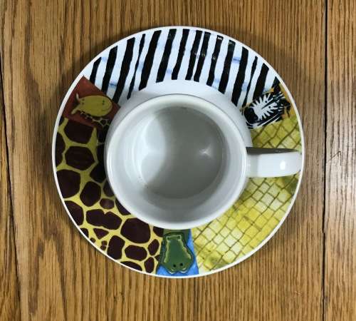 MARANELO 6 x DEMITASSE EXPRESSO COFFEE Cups and Saucers  WILD ANIMALS ZEBRA CROC GIRAFFE BOXED
