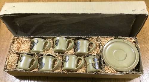 BIG FIVE LION ELEPHANT RHINO BUFFALO LEOPARD 5 x DEMITASSE COFFEE Cups and Saucers Sugar Milk Jug!!!