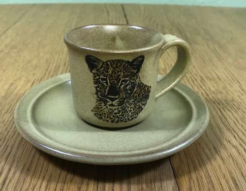 BIG FIVE LION ELEPHANT RHINO BUFFALO LEOPARD 5 x DEMITASSE COFFEE Cups and Saucers Sugar Milk Jug!!!