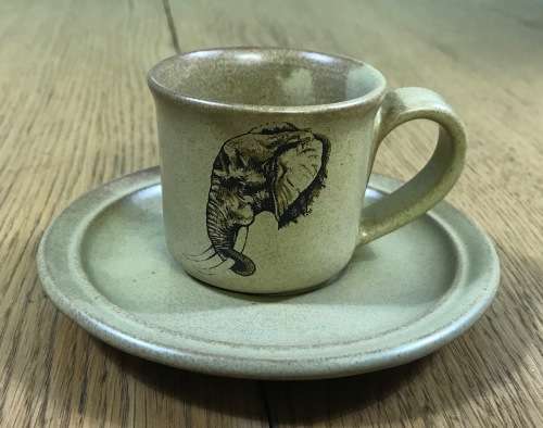 BIG FIVE LION ELEPHANT RHINO BUFFALO LEOPARD 5 x DEMITASSE COFFEE Cups and Saucers Sugar Milk Jug!!!