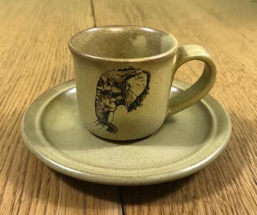 BIG FIVE LION ELEPHANT RHINO BUFFALO LEOPARD 5 x DEMITASSE COFFEE Cups and Saucers Sugar Milk Jug!!!