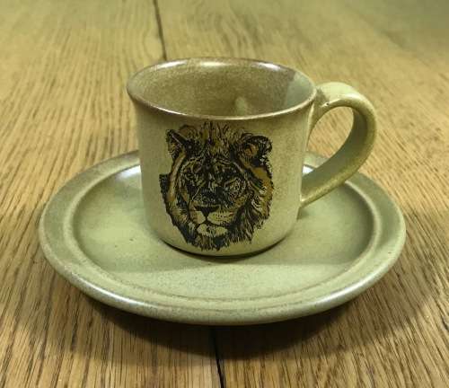 BIG FIVE LION ELEPHANT RHINO BUFFALO LEOPARD 5 x DEMITASSE COFFEE Cups and Saucers Sugar Milk Jug!!!