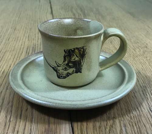 BIG FIVE LION ELEPHANT RHINO BUFFALO LEOPARD 5 x DEMITASSE COFFEE Cups and Saucers Sugar Milk Jug!!!