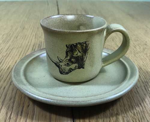 BIG FIVE LION ELEPHANT RHINO BUFFALO LEOPARD 5 x DEMITASSE COFFEE Cups and Saucers Sugar Milk Jug!!!