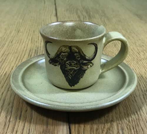 BIG FIVE LION ELEPHANT RHINO BUFFALO LEOPARD 5 x DEMITASSE COFFEE Cups and Saucers Sugar Milk Jug!!!