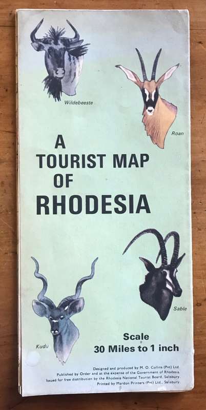 A TOURIST MAP OF RHODESIA Scale 30 Miles to 1 Inch Mardon Printer SALISBURY MILEAGE TABLE GOVERNMENT
