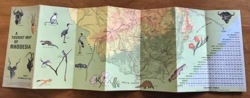 A TOURIST MAP OF RHODESIA Scale 30 Miles to 1 Inch Mardon Printer SALISBURY MILEAGE TABLE GOVERNMENT