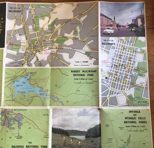 A TOURIST MAP OF RHODESIA Scale 30 Miles to 1 Inch Mardon Printer SALISBURY MILEAGE TABLE GOVERNMENT