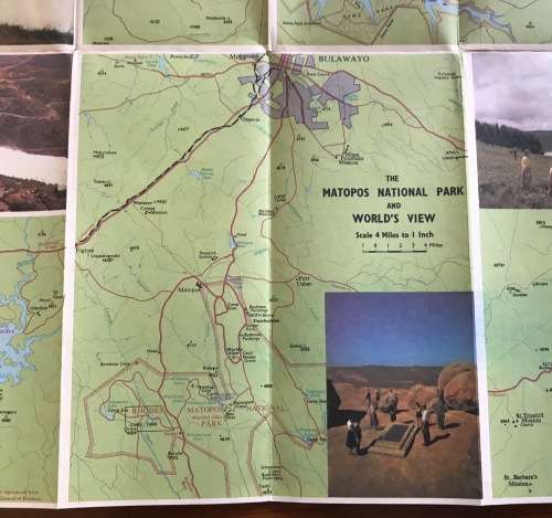 A TOURIST MAP OF RHODESIA Scale 30 Miles to 1 Inch Mardon Printer SALISBURY MILEAGE TABLE GOVERNMENT