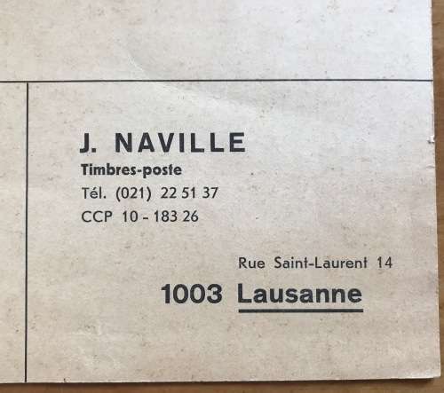 Switzerland J. Naville `Timbes-poste` Stamp Dealer Lausanne `Mancoliste` Wants list Postcard UNUSED.