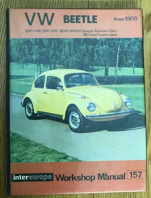 VW BEETLE WORKSHOP MANUAL 157 from 1968 INTEREUROPE 1200,1300,1500,1302,1600US Special,Karmann-Ghia