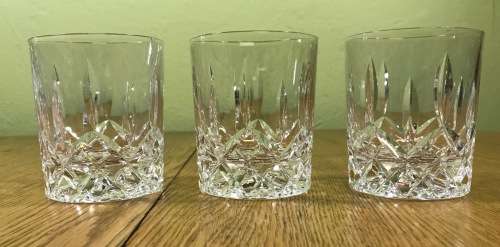 CRYSTAL WHISKY TUMBLERS GLASSES x 3  Heavy!!! Stunning!!! Great Condition!!! WHISKEY.