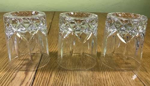 CRYSTAL WHISKY TUMBLERS GLASSES x 3  Heavy!!! Stunning!!! Great Condition!!! WHISKEY.