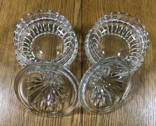 PAIR of ROUND CRYSTAL LIDDED BOWLS TRINKET DISHES JEWELLERY HOLDERS VANITY - STUNNING!!! IDENTICAL