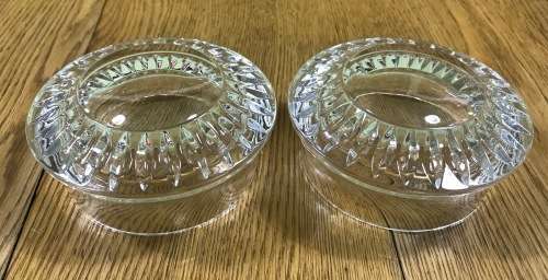 PAIR of ROUND CRYSTAL LIDDED BOWLS TRINKET DISHES JEWELLERY HOLDERS VANITY - STUNNING!!! IDENTICAL