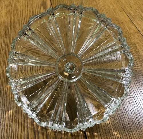 Round Molded Glass Lidded Bowl Trinket Dish Jewelry Holder - Notes included