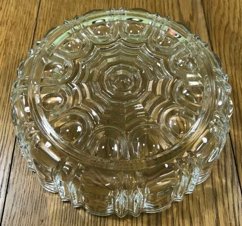 Round Molded Glass Lidded Bowl Trinket Dish Jewelry Holder - Notes included