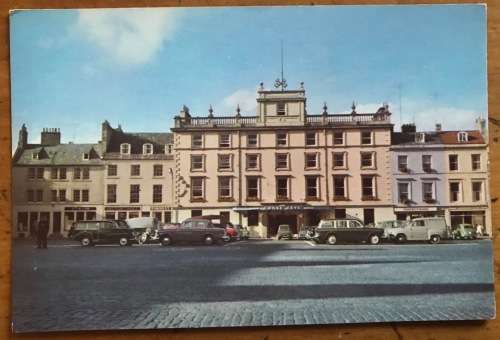 POST CARDS x 2 POSTCARDS GLENEAGLES and CROSS KEYS HOTELS ENGLAND PERTHSHIRE VINTAGE CARS