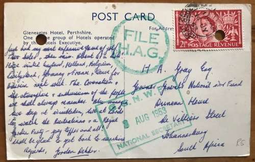 POST CARDS x 2 POSTCARDS GLENEAGLES and CROSS KEYS HOTELS ENGLAND PERTHSHIRE VINTAGE CARS