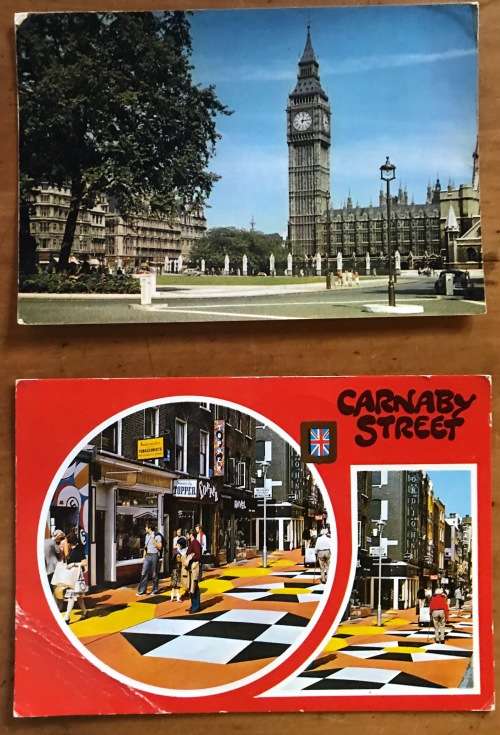POST CARDS x 9 POSTCARDS ENGLAND LONDON TOWER BRIDGE ST PAULS CATHEDRAL BIG BEN CARNABY STREET