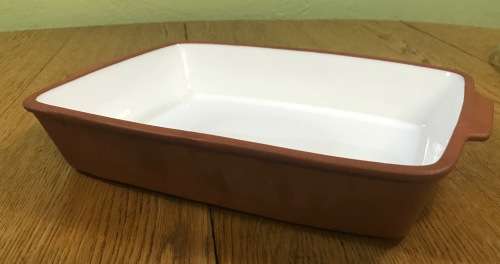 Baking Oven Dish with White Enamel BELLA COTTA THE COUNTRY CRAFT POTTERY THE ORIGINAL TERRACOTTA