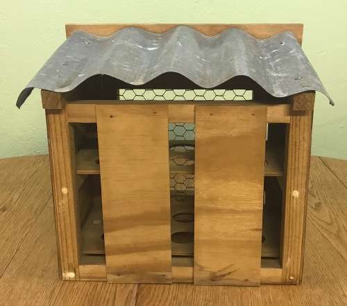 FARMYARD EGG HOUSE / HOLDER for 20 EGGS HAND PAINTED CHICKENS ON EACH SIDE and SUNRISE FRONT PANEL