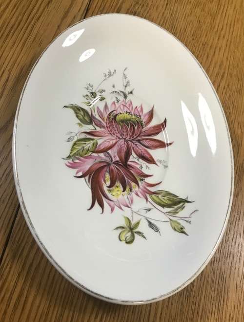 ALFRED MEAKIN LTD. ENGLAND GRAVY / SAUCE BOAT UNDERPLATE GLO-WHITE PATTERN BEAUTIFUL FLOWERS!!!