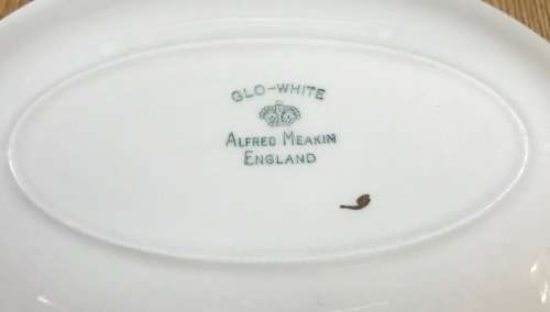 ALFRED MEAKIN LTD. ENGLAND GRAVY / SAUCE BOAT UNDERPLATE GLO-WHITE PATTERN BEAUTIFUL FLOWERS!!!