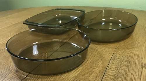 ARCOPAL OVEN BAKING COOKWARE SET 3 Different dishes ROUND, OVAL, RECTANGULAR TEMPERED GLASS FRANCE