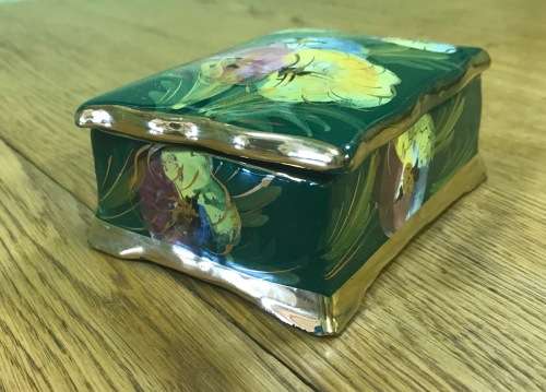 BALBOA ITALY GREEN GILT MULTICOLOUR TRINKET JEWELLRY BOX FLORAL DECORATION - Please read notes..