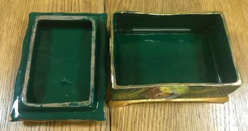 BALBOA ITALY GREEN GILT MULTICOLOUR TRINKET JEWELLRY BOX FLORAL DECORATION - Please read notes..