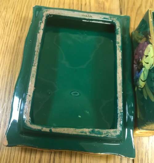 BALBOA ITALY GREEN GILT MULTICOLOUR TRINKET JEWELLRY BOX FLORAL DECORATION - Please read notes..
