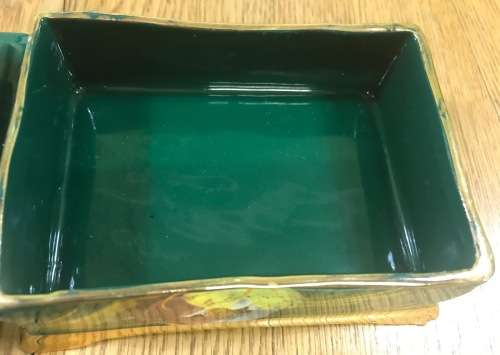 BALBOA ITALY GREEN GILT MULTICOLOUR TRINKET JEWELLRY BOX FLORAL DECORATION - Please read notes..