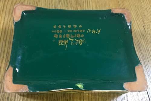 BALBOA ITALY GREEN GILT MULTICOLOUR TRINKET JEWELLRY BOX FLORAL DECORATION - Please read notes..