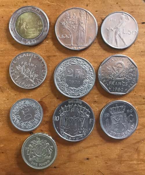 COINS MIX EUROPE x 10 ITALY FRANCE SWITZERLAND BELGIUM NETHERLAND UNITED KINGDOM GB Good Value!!