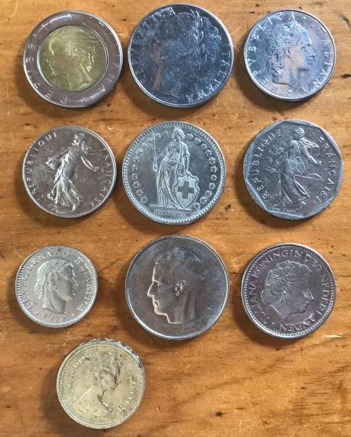 COINS MIX EUROPE x 10 ITALY FRANCE SWITZERLAND BELGIUM NETHERLAND UNITED KINGDOM GB Good Value!!