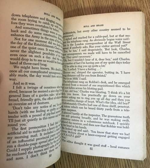 BULL and BRASS JOHN FOLEY WDL BOOKS 1959 GREAT BRITAIN Uproarious Novel of Army Life War Office