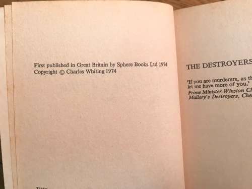THE DESTROYERS OPERATION AFRIKA CHARLES WHITING SPHERE BOOKS 1974 1st Edition