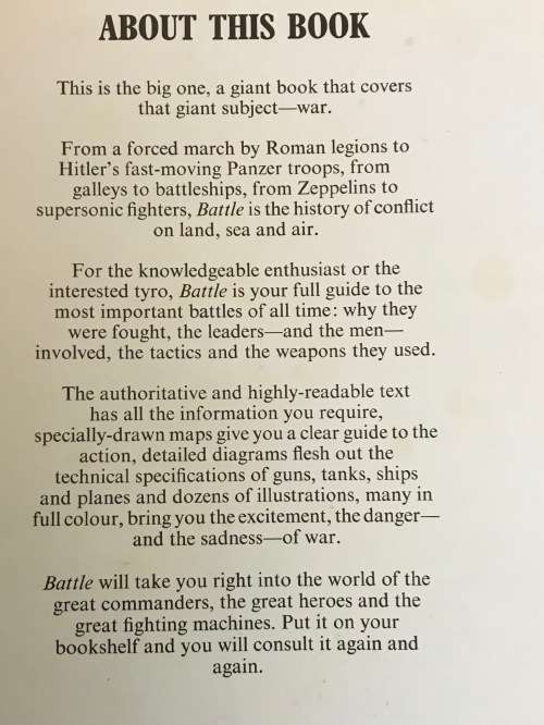 BATTLE A HISTORY of CONFLICT on LAND, SEA and AIR - REVIE, FOSTER and GRAHAM 1974 MARSHALL CAVENDISH