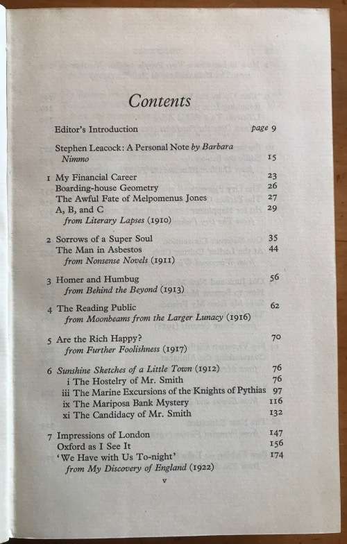 THE BODLEY HEAD LEACOCK STEPHEN LEACOCK J.B. PRIESTLEY (Editor) 1st Edition 1957 CANADIAN HUMOUR