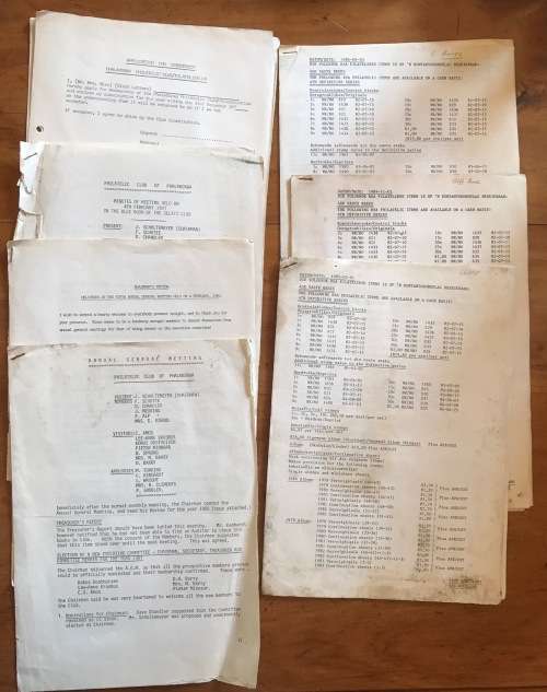 PHILATELIC CLUB OF PHALABORWA MEETINGS and LETTERS PRICE LISTS ETC ROODEPOORT NATIONAL EX. x 8 Items