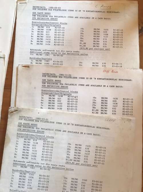 PHILATELIC CLUB OF PHALABORWA MEETINGS and LETTERS PRICE LISTS ETC ROODEPOORT NATIONAL EX. x 8 Items