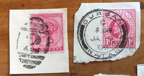 NATAL POSTMARKS x 12 1897 - 1910 DURBAN MUSGRAVE ROAD G.P.O. VERULAM PMB PINETOWN POA 73?