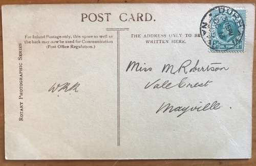 POSTCARD POST CARD POSKAART MISS ZENA DARE ENGLSI ACTRESS DURBAN to MAYVILLE 1905 NATAL