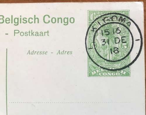 POSTCARD POST CARD POSKAART BELGISCH / BELGIAN CONGO KATANGA TOA LAKE TANGANYIKA 1918 KIGOMA CDS
