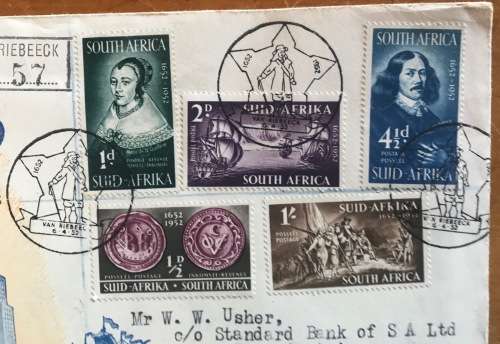 SOUTH AFRICA JAN VAN RIEBEECK FESTIVAL OFFICIAL FDC 1952 REGISTERED MAIL Posted from Van Riebeeck 57